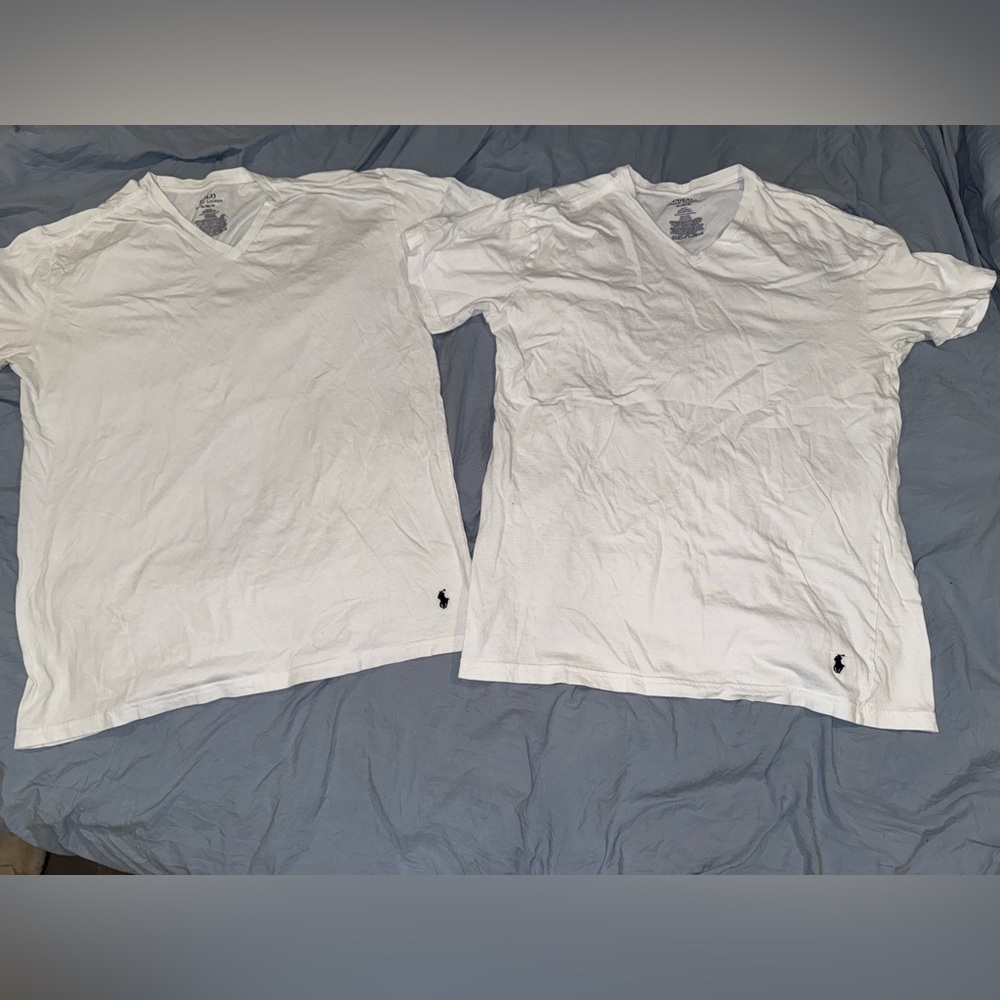 2 pack White V-Neck Men’s Polo Ralph Lauren Short Sleeve Shirt